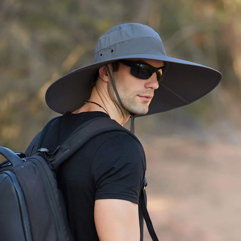 Leotruny Super Wide Brim Bucket Hat UPF50+ Waterproof Sun Hat for Fishing Hiking Camping (C05-Gray) - Image 2